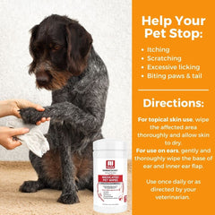 Nootie wipe applied to dog ear showing gentle cleaning and targeted care benefit