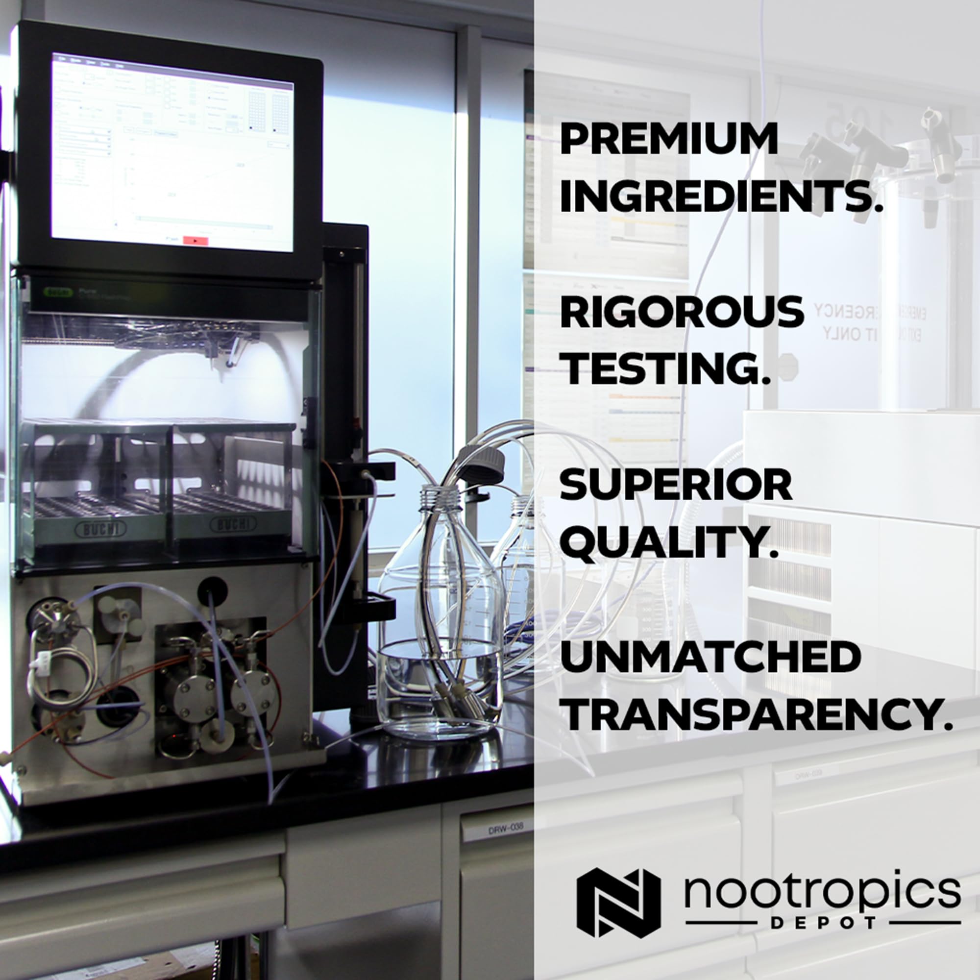 Nootropics Depot etiqueta con declaración de 7.5% crocinas y 1% safranales