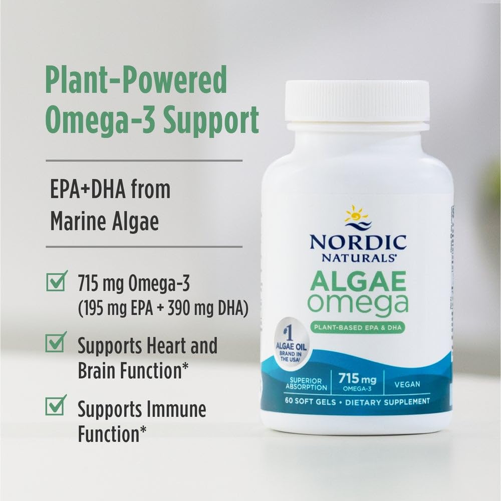 Nordic Naturals aceite de algas sobre fondo claro, textura pura y sin olor fuerte