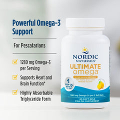 Nordic Naturals cápsulas dentro de la botella ilustrando cantidad y conservación segura