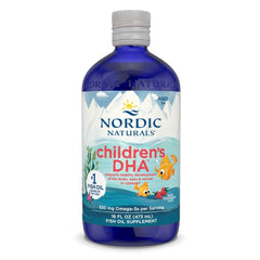 Nordic Naturals frasco frontal con sabor fresa, fácil administración y confianza