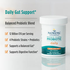 Nordic Naturals detalle de la etiqueta indicando cepas y pureza garantizada