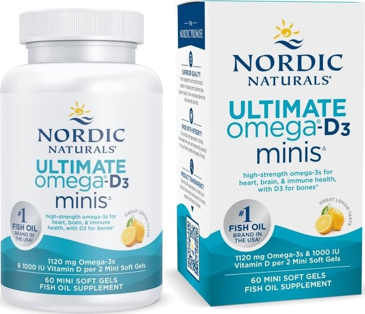Nordic Naturals envase frontal mostrando el producto y beneficios