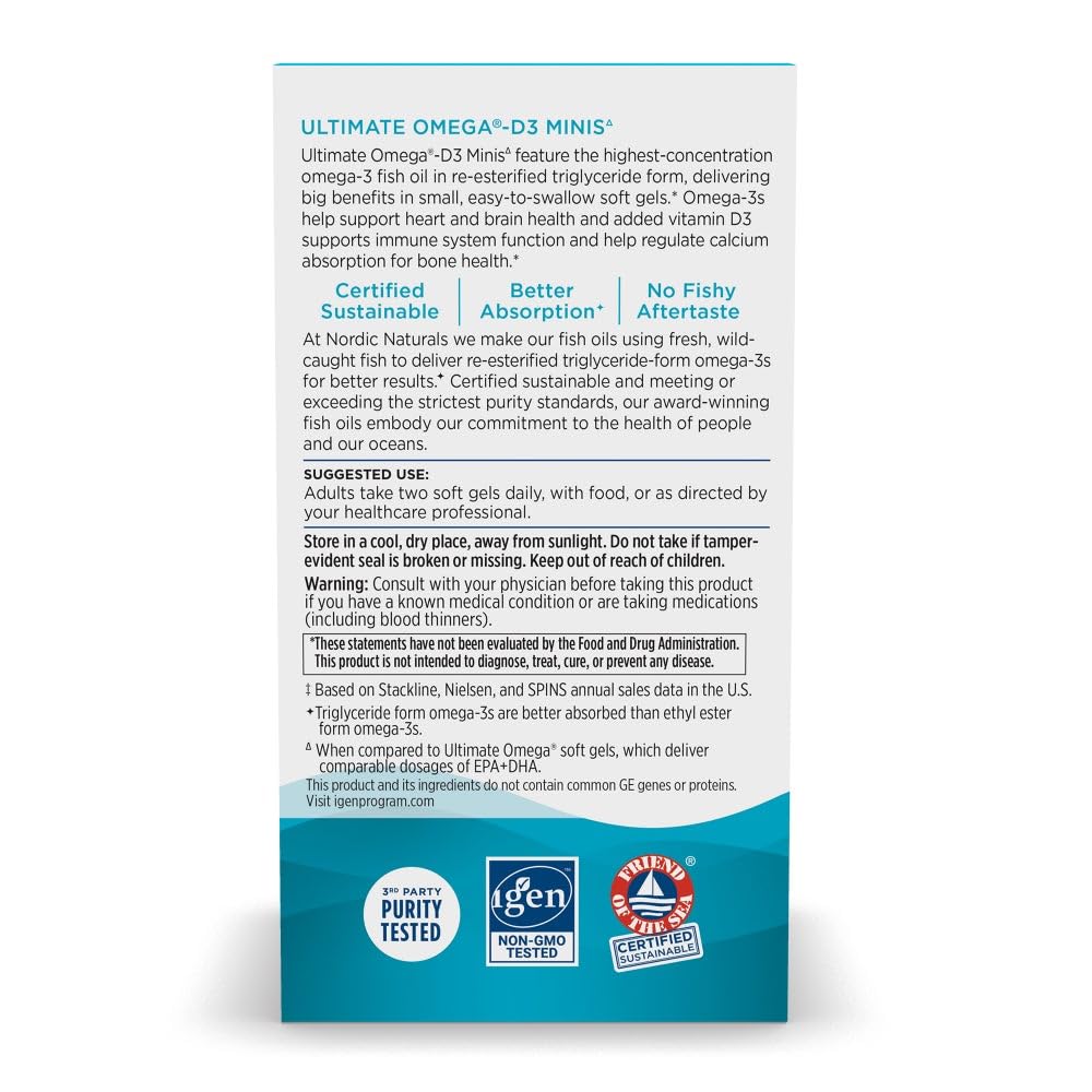 Nordic Naturals etiqueta nutricional destacando EPA, DHA y D3