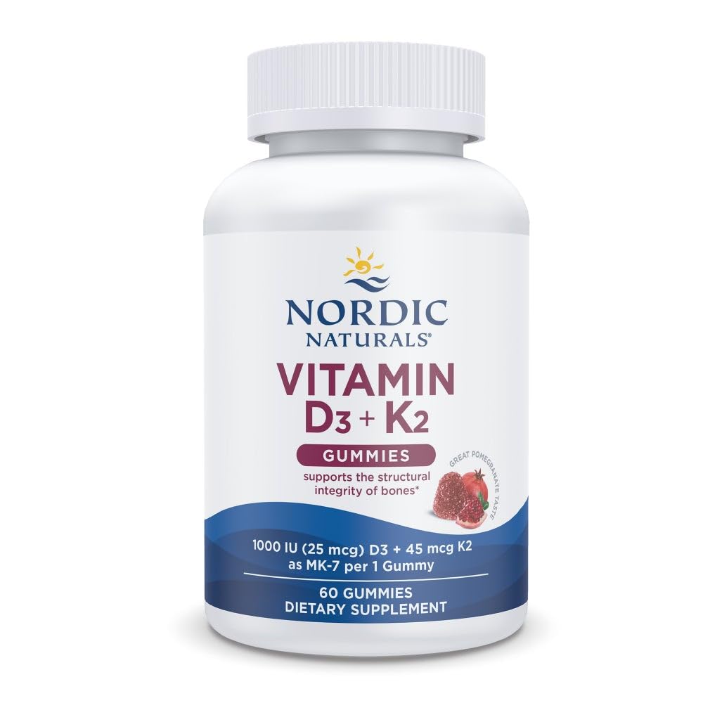 Nordic Naturals frasco frontal de gomitas D3+K2 con beneficio de dosis clara