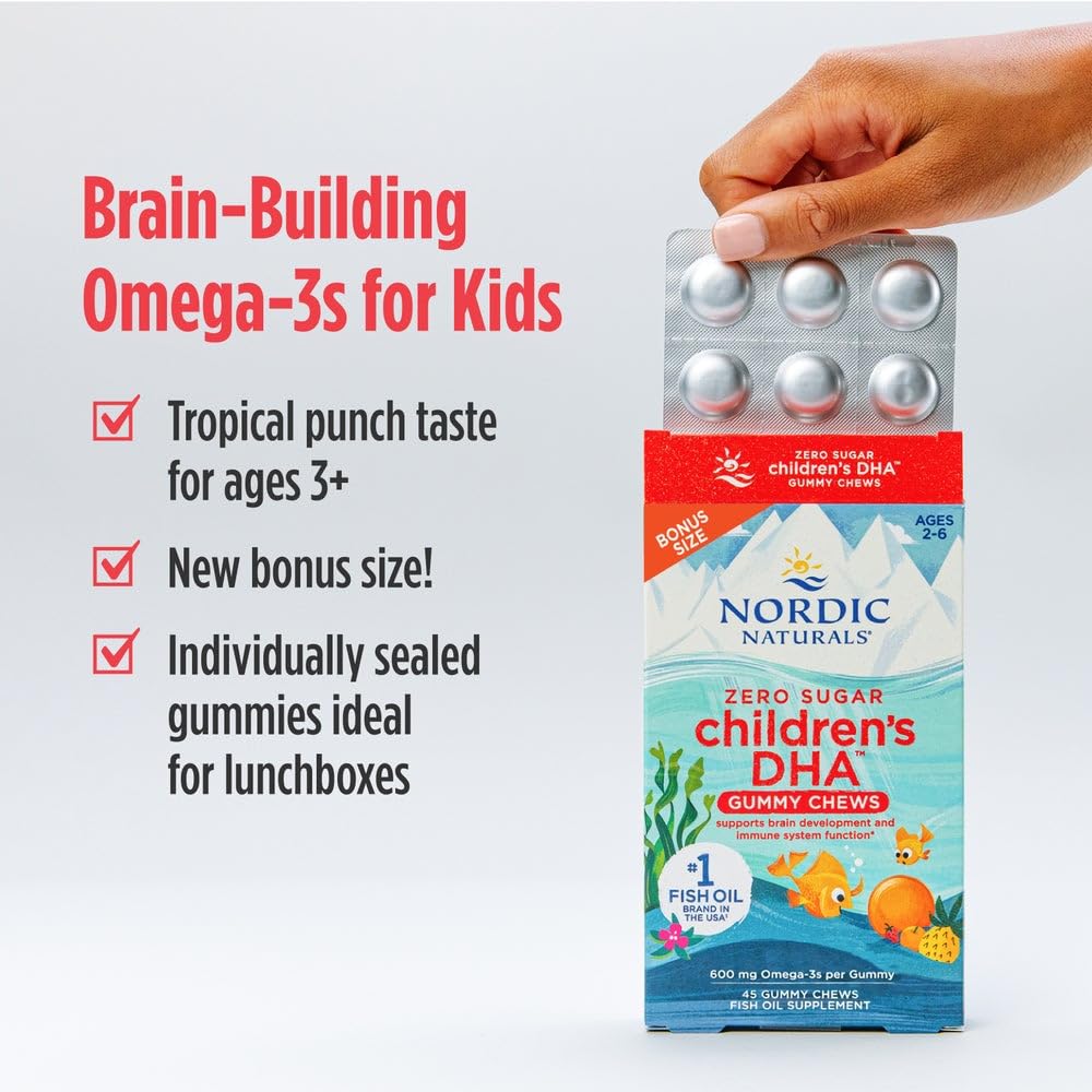 Nordic Naturals gummy close-up showing soft texture and vibrant color for easy chewing