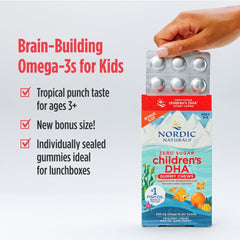 Nordic Naturals gummy close-up showing soft texture and vibrant color for easy chewing