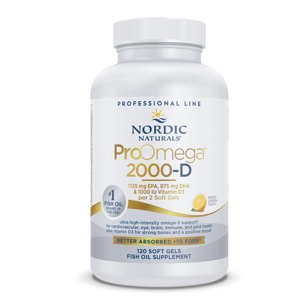 Nordic Naturals botella frontal mostrando tamaño y diseño, claridad del envase