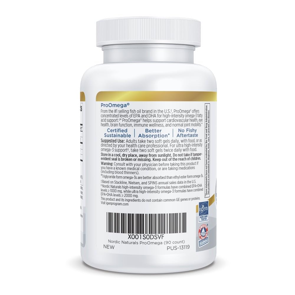 Nordic Naturals ProOmega cápsula en mano indicando practicidad y toma diaria simple