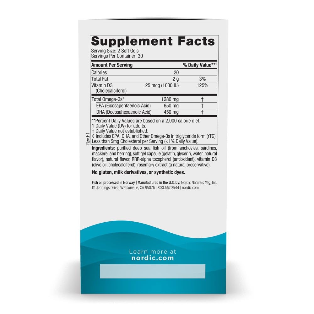 Nordic Naturals lemon-flavored softgel close-up for easy swallowing benefit
