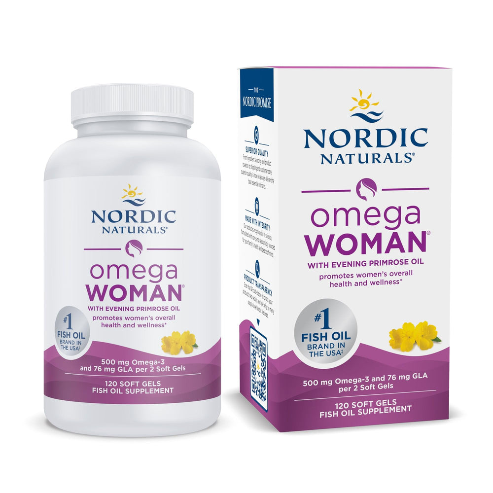 Nordic Naturals front packaging showing lemon-flavored women's omega-3 benefits