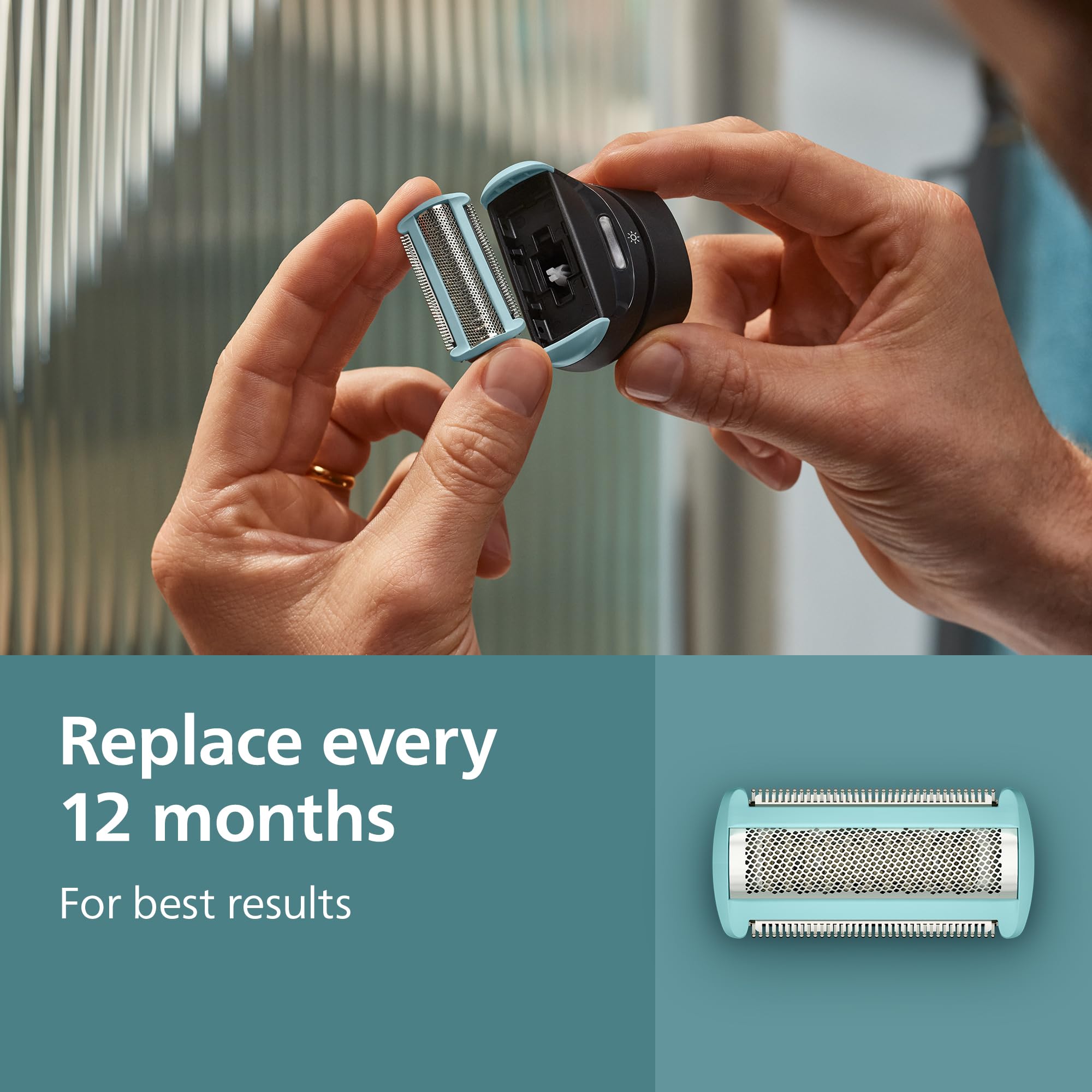 Philips Norelco cabezal montado en Body Groomer para recorte seguro