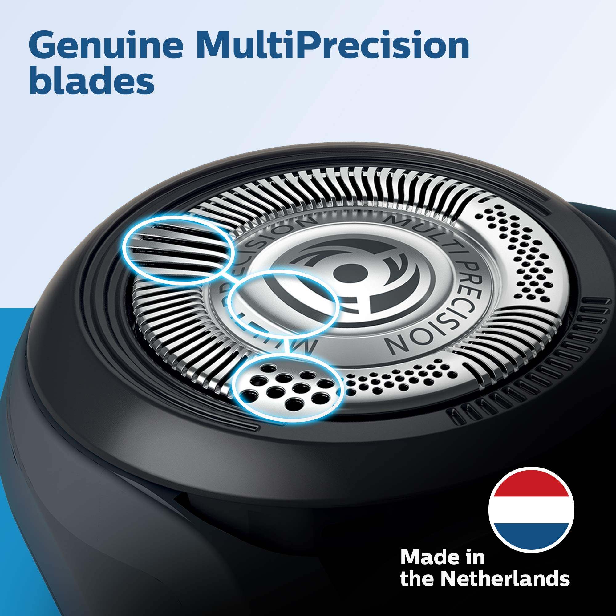 Philips Norelco primer plano del acero sueco que garantiza durabilidad
