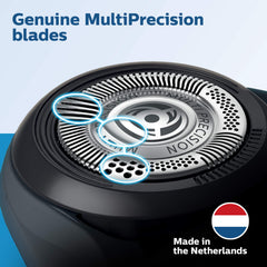 Philips Norelco primer plano del acero sueco que garantiza durabilidad