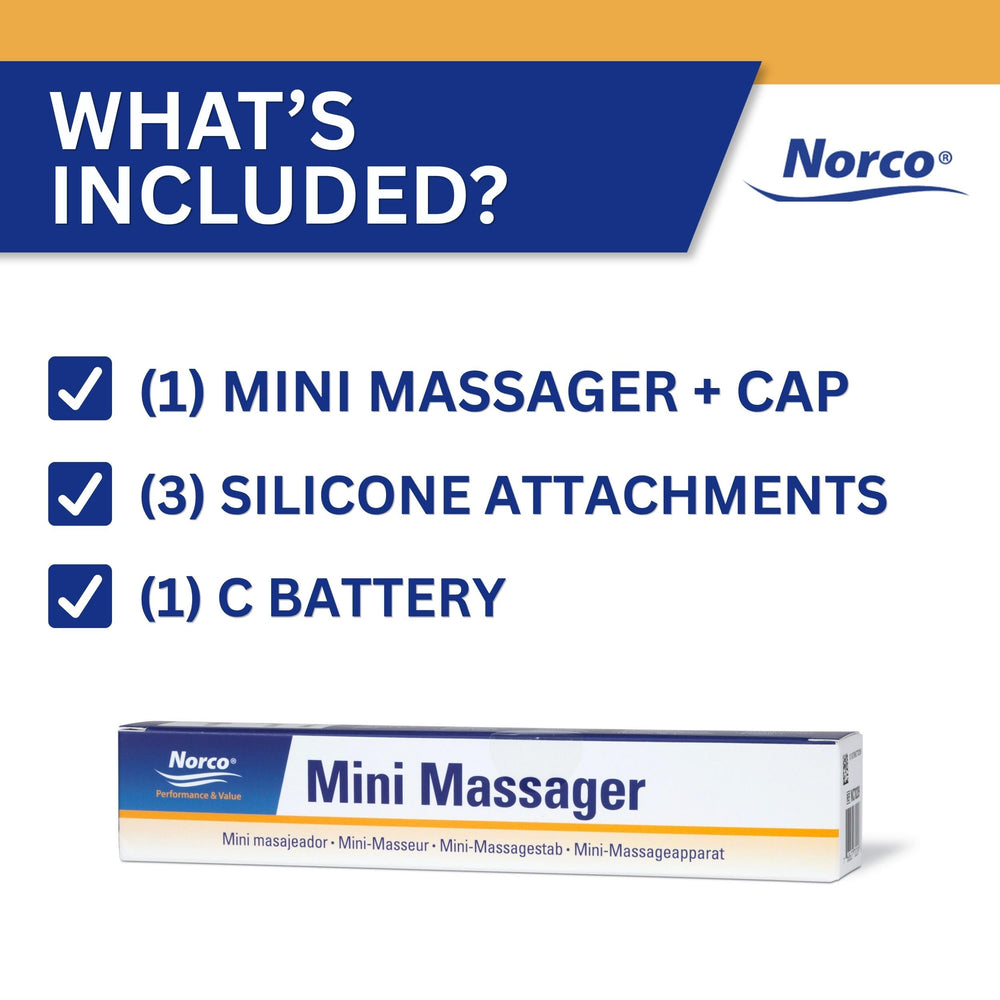 North Coast Medical Norco Mini Massager en entorno clínico con terapeuta, apoyo práctico en rehabilitación
