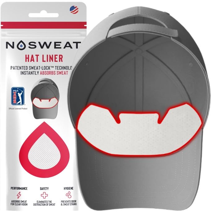 NoSweat escena lifestyle en campo de golf, protege gorras y reduce olores