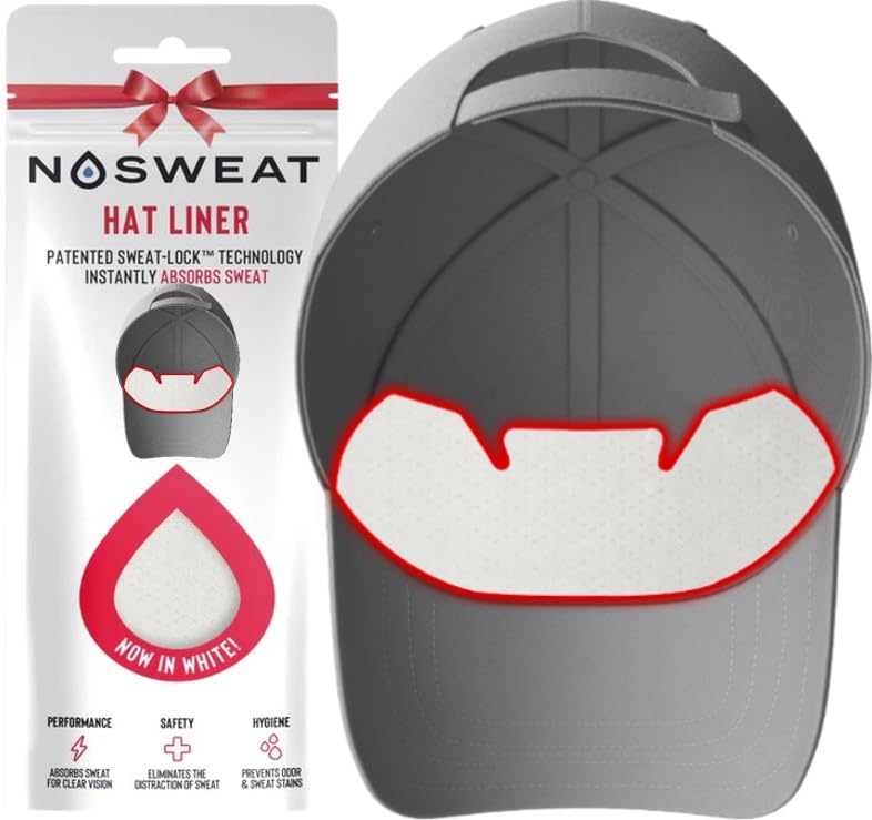 NoSweat etiqueta con marca y patente, garantía de diseño estadounidense
