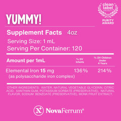 NovaFerrum textura líquida frambuesa resaltando sabor aceptado por niños