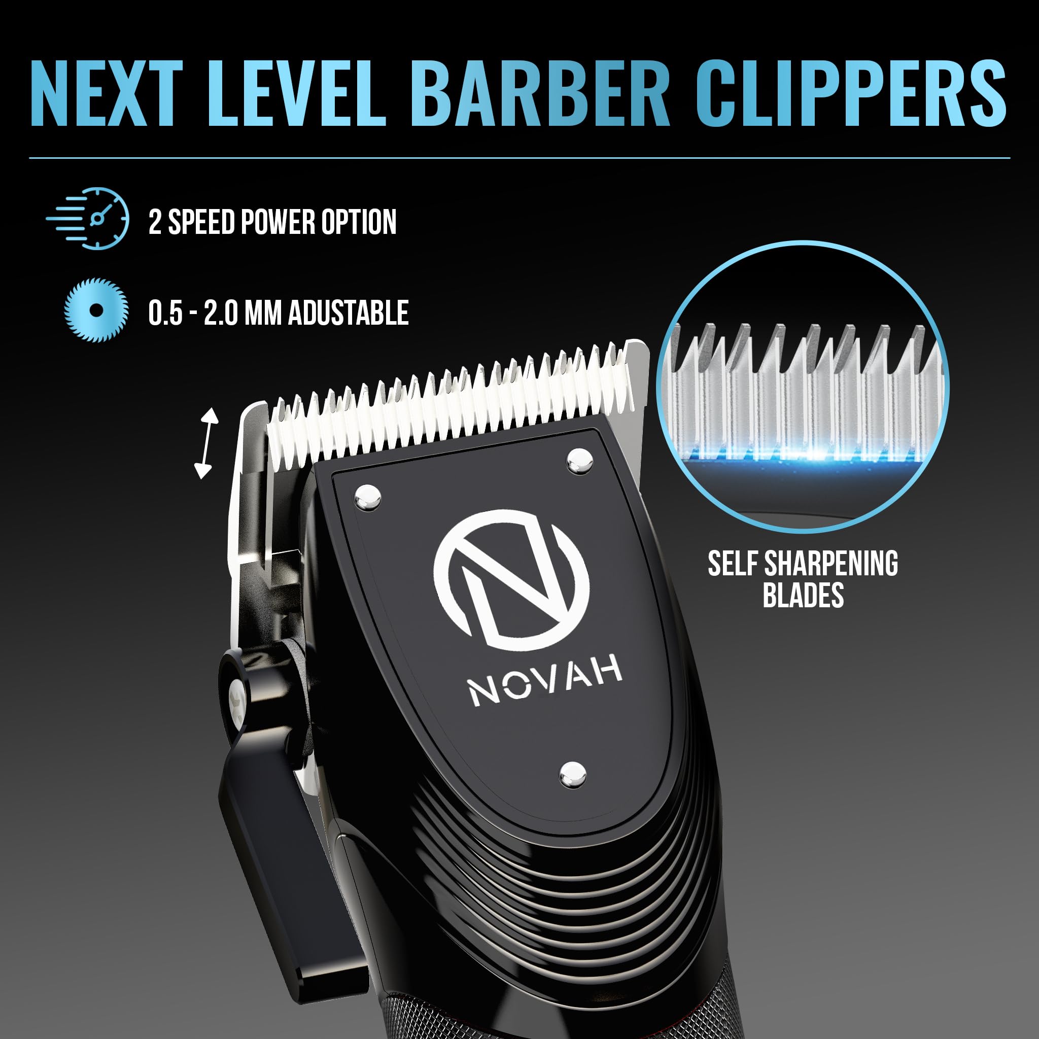 NOVAH Grooming cortapelos frontal con pantalla LED y diseño ergonómico