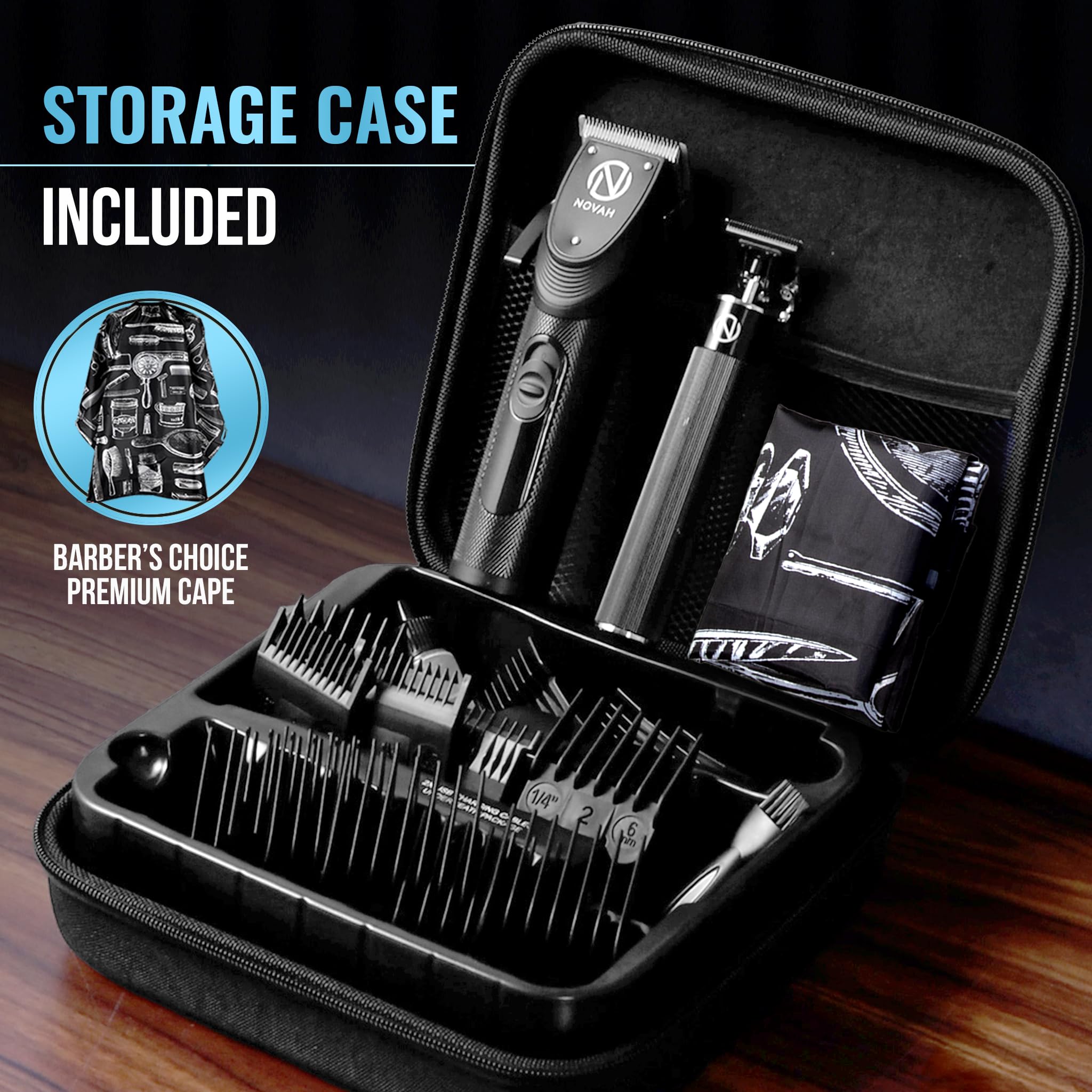 NOVAH Grooming estuche rígido abierto protege y transporta el equipo