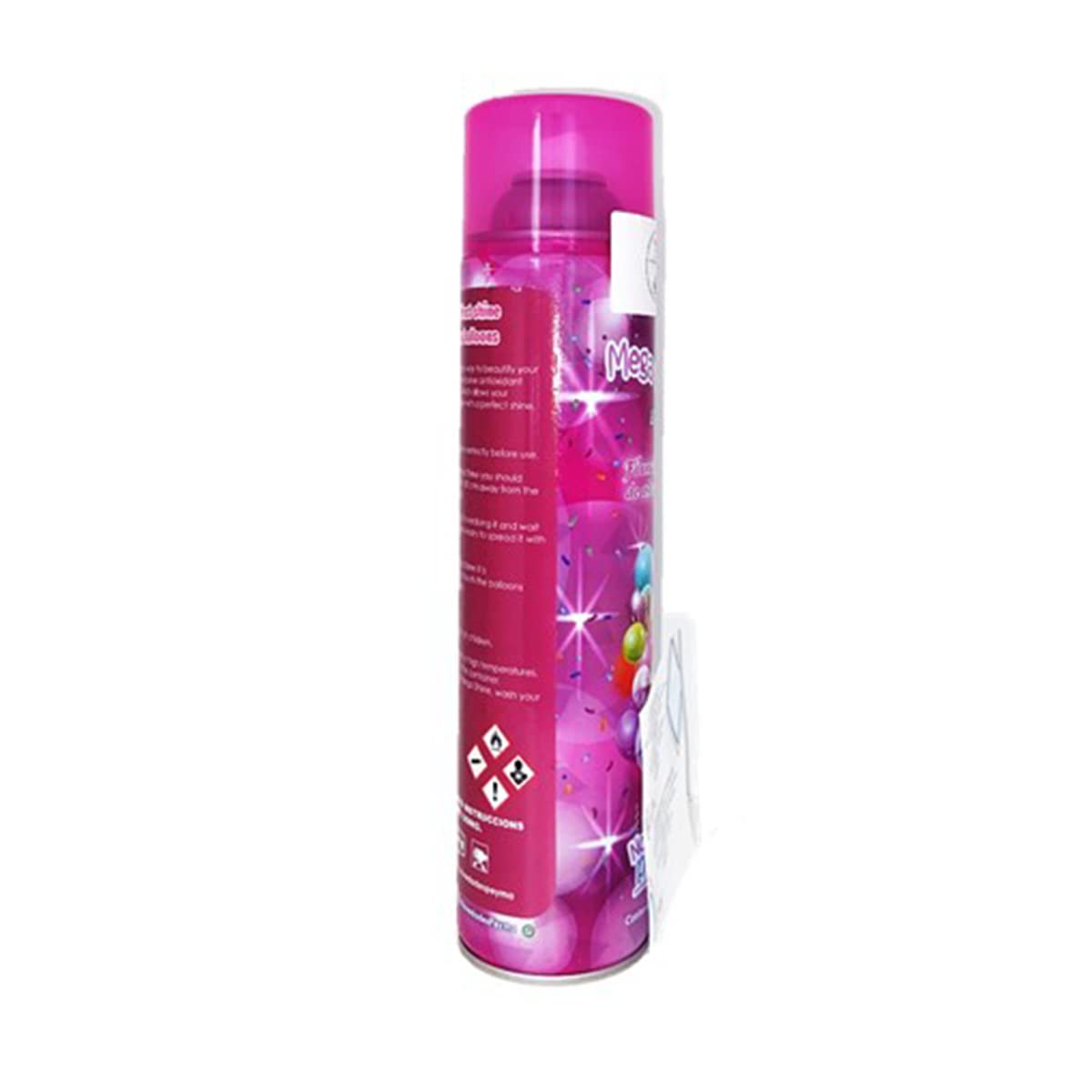 Novedades Peyma Mega Shine pulverizando sobre globos para acabado sin paños