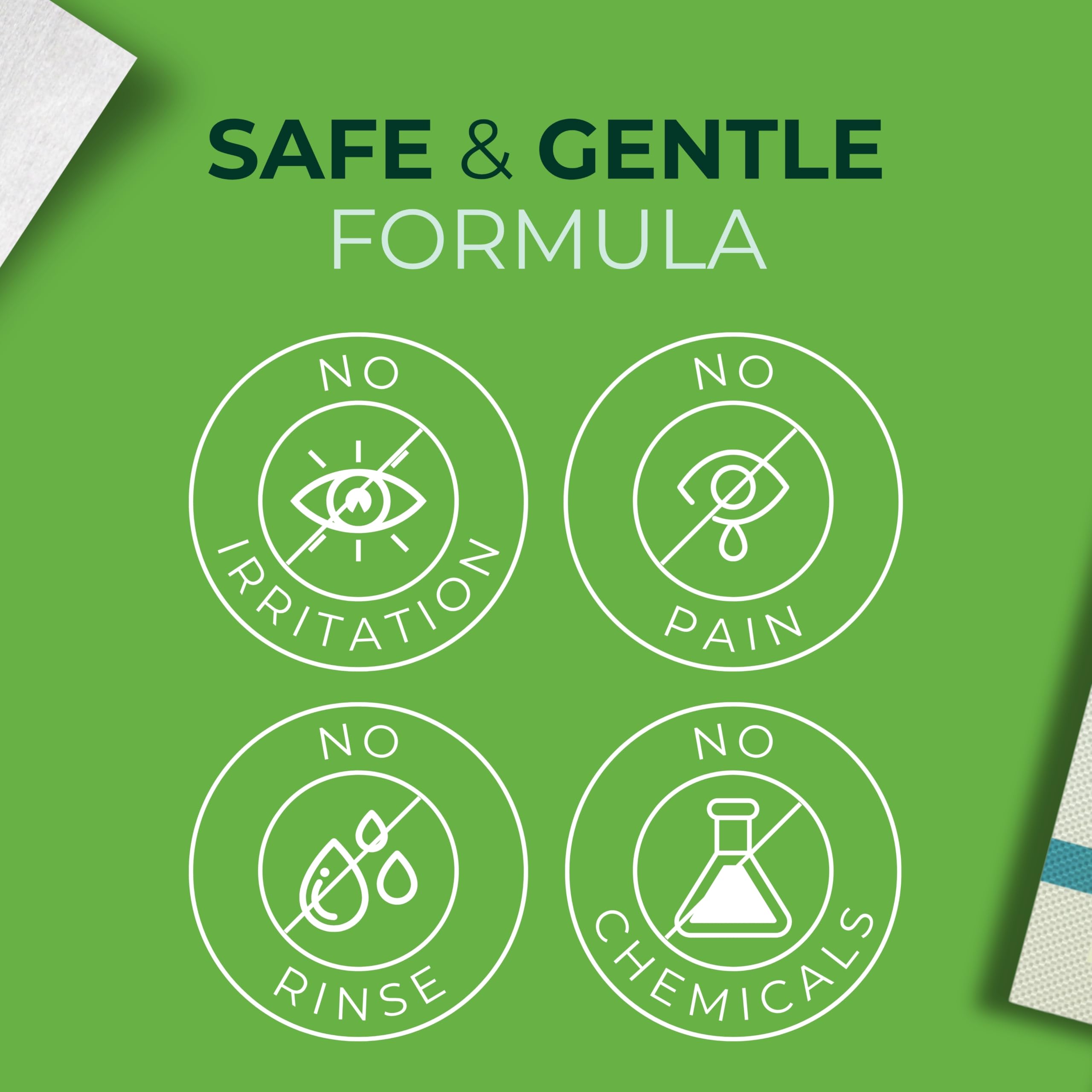 NOVEHA moistened wipe detail showing gentle saturated cloth and soothing formula