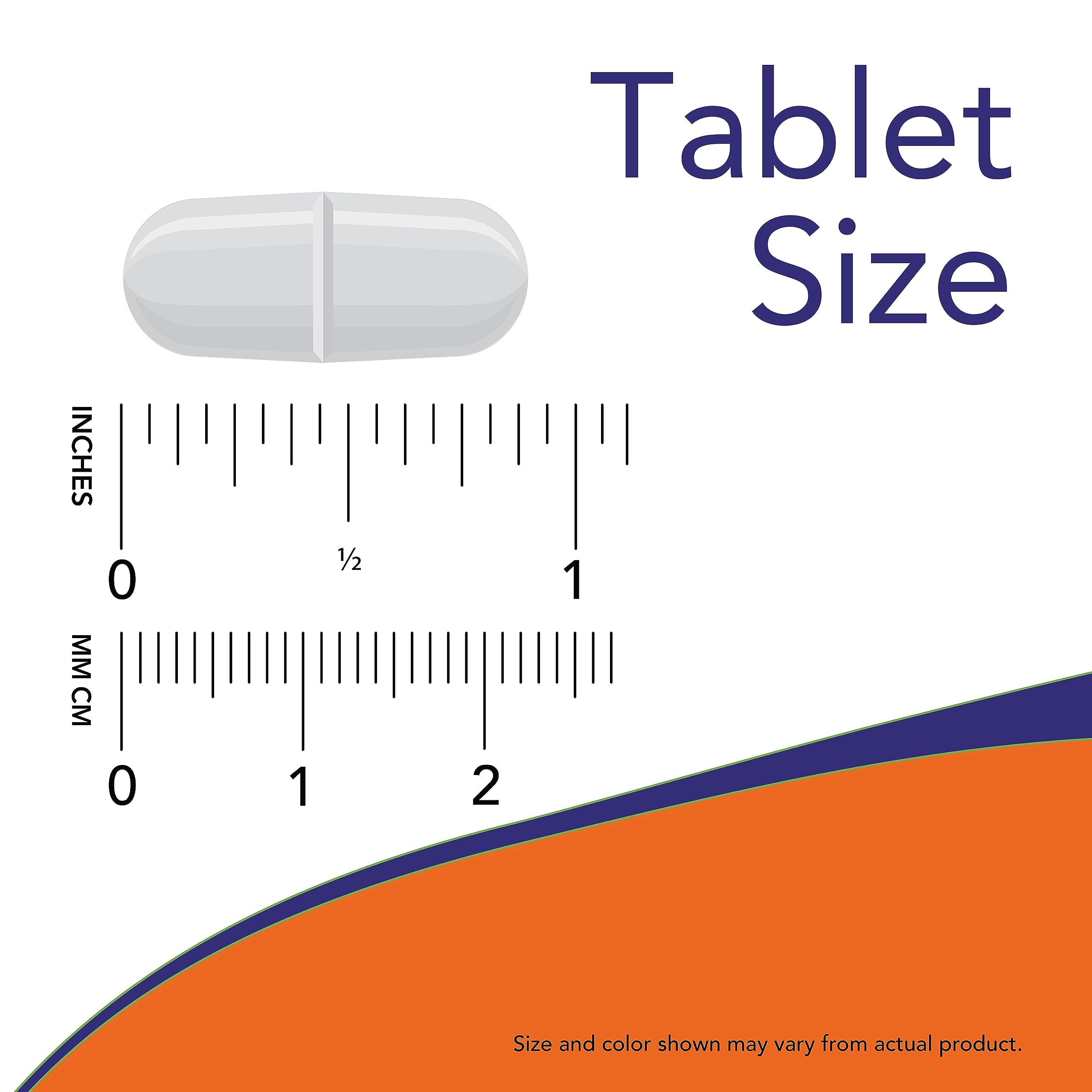 NOW Foods comparación de tamaño con monedas para apreciar escala de las tabletas
