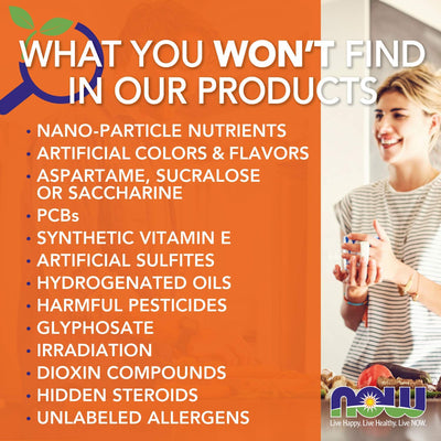 NOW Foods etiqueta detallada con ingredientes y perfil de PAC del arándano
