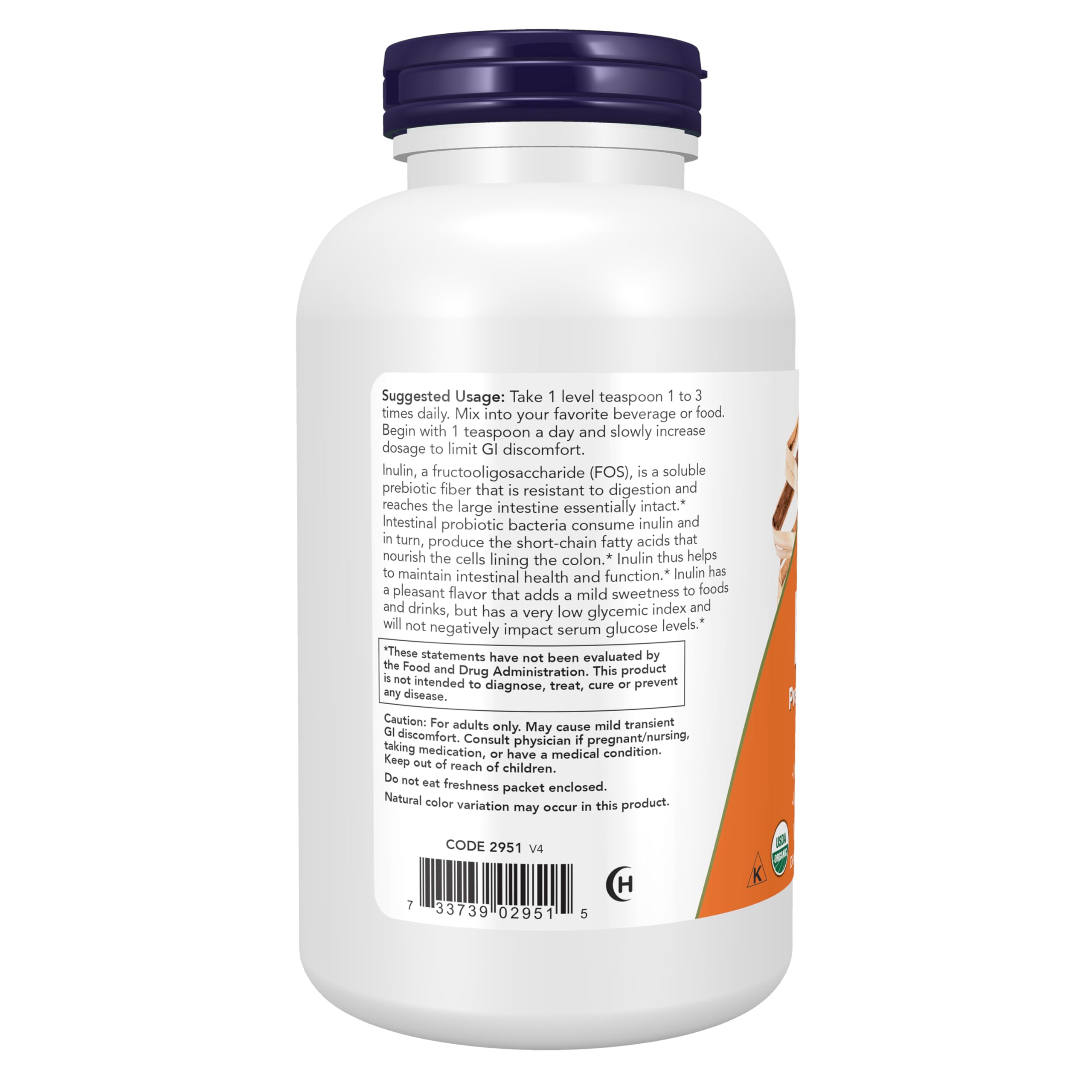NOW Foods inulina en batido saludable que aporta fibra prebiótica