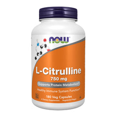 NOW Foods envase frontal mostrando L‑Citrulline 750 mg y beneficios