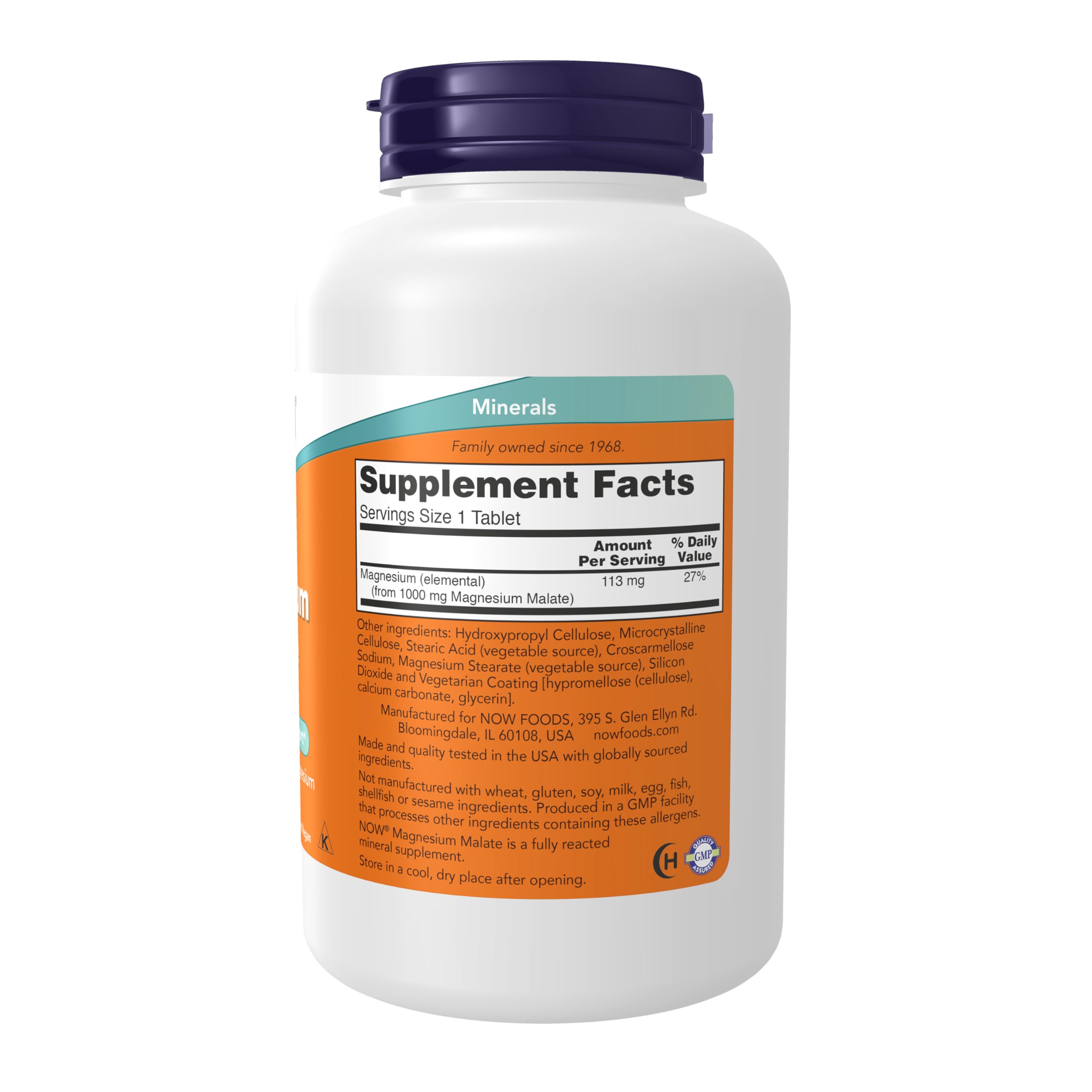 NOW Foods tabletas agrupadas que ilustran la forma y dosis, aptas para toma diaria