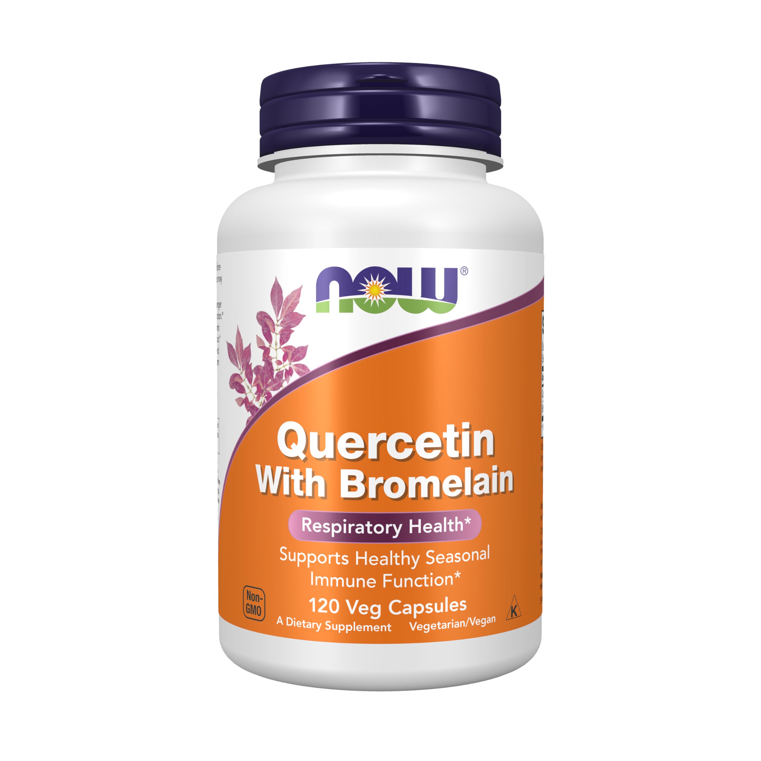 NOW Foods frasco frontal mostrando quercetina con bromelina y etiquetado claro