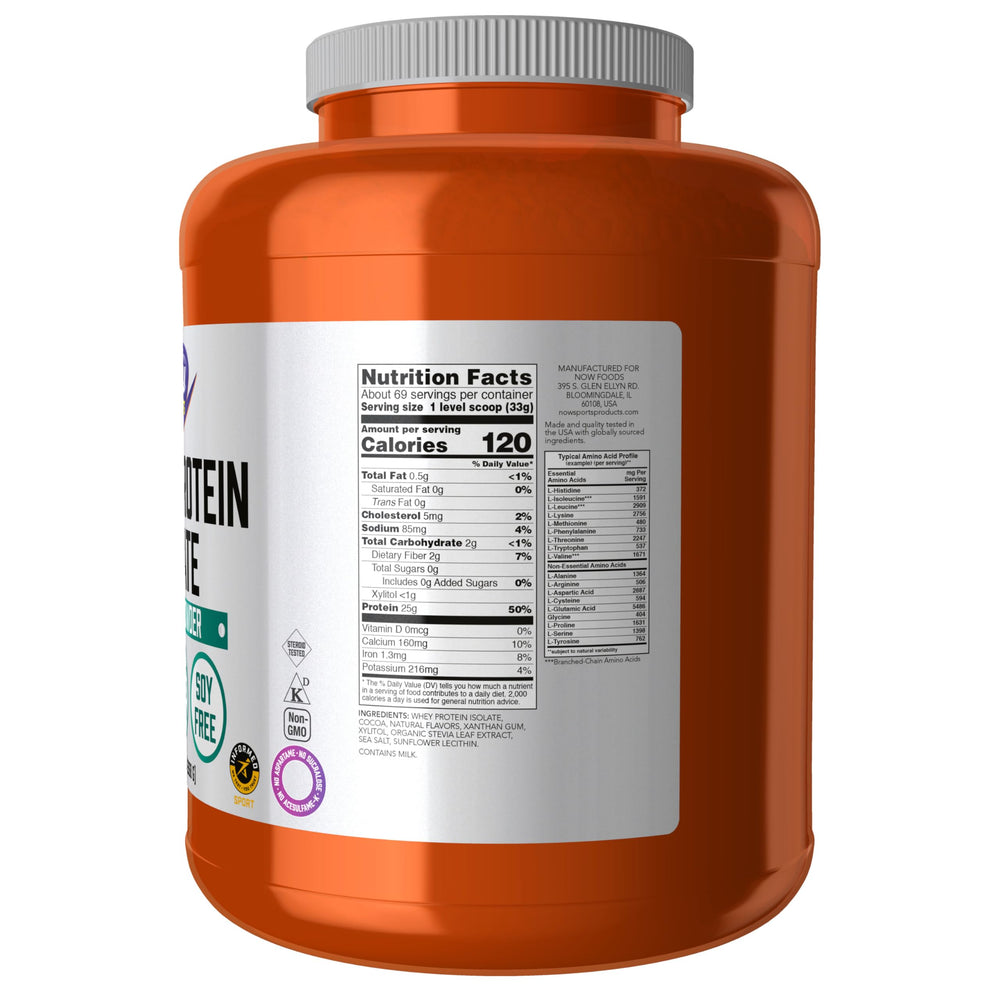NOW Foods open scoop and powder texture highlighting mixability and creamy mouthfeel