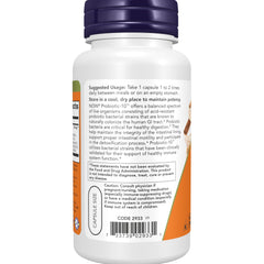 NOW Foods etiqueta con la lista de cepas verificadas por ADN y beneficios