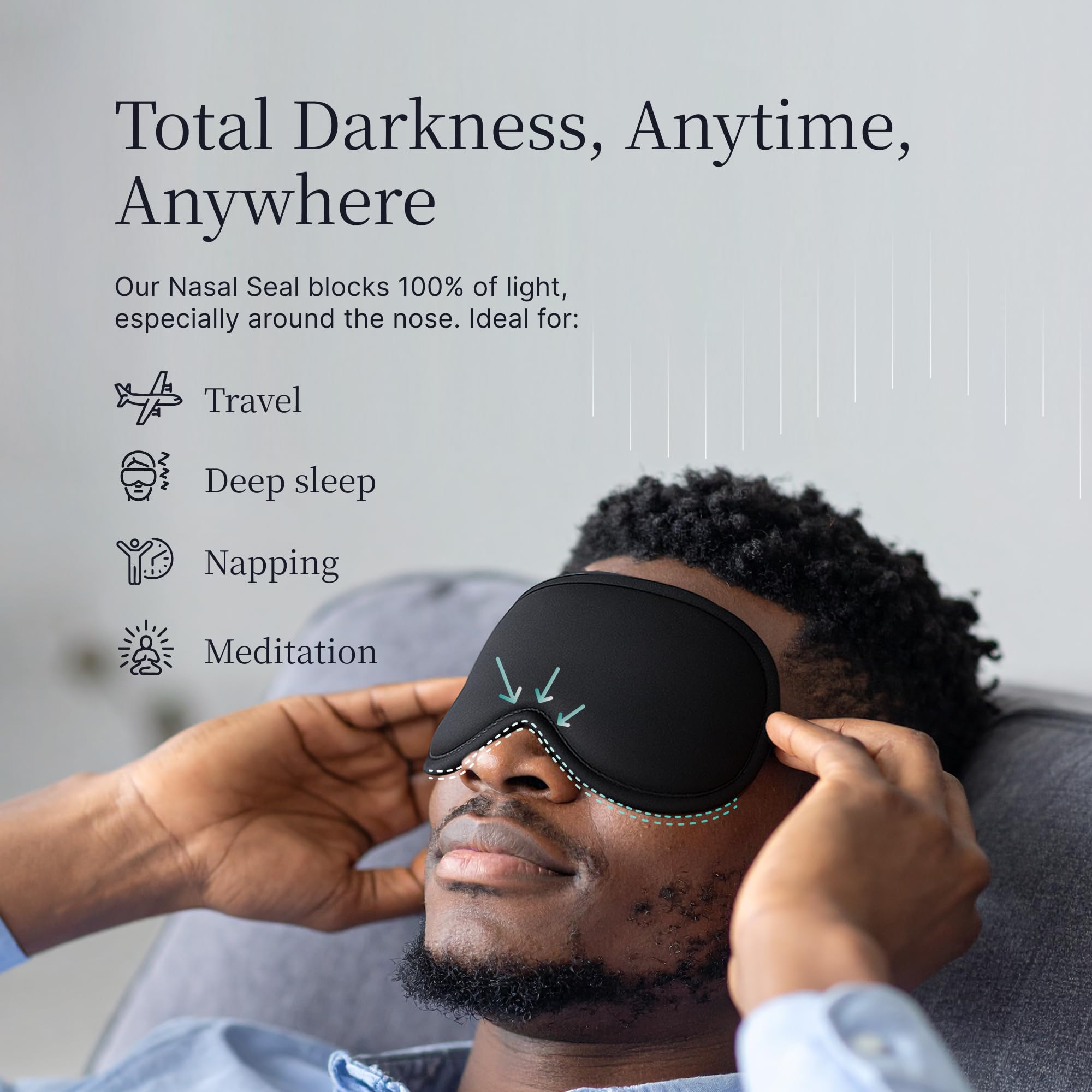 NOX SLEEP detalle del puente nasal moldeable que cierra luz