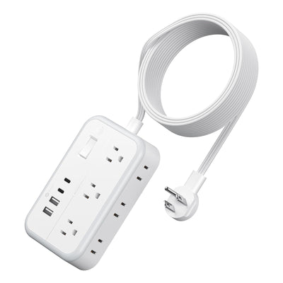 NTONPOWER regleta frontal con 6 enchufes y 4 puertos USB para múltiples dispositivos