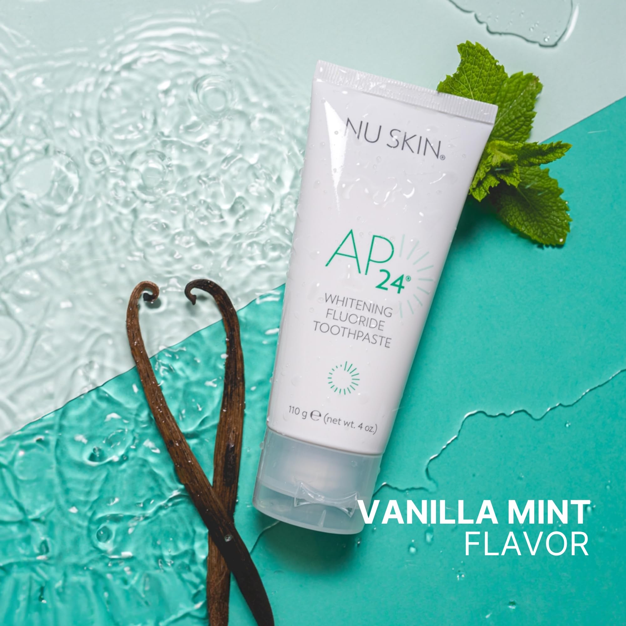 Nu Skin empaque en ambiente lifestyle que resalta confianza sonrisa