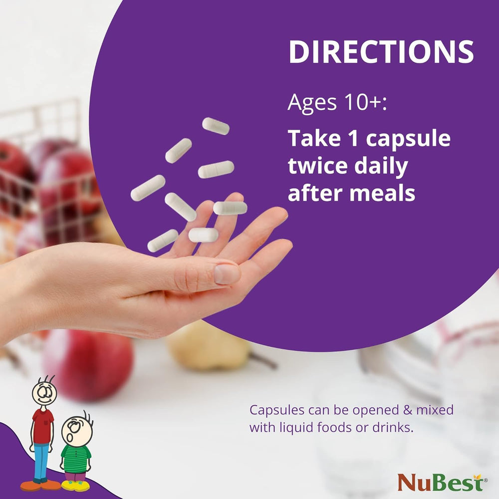 Etiqueta NuBest Tall 10+ con lista de ingredientes y vitaminas