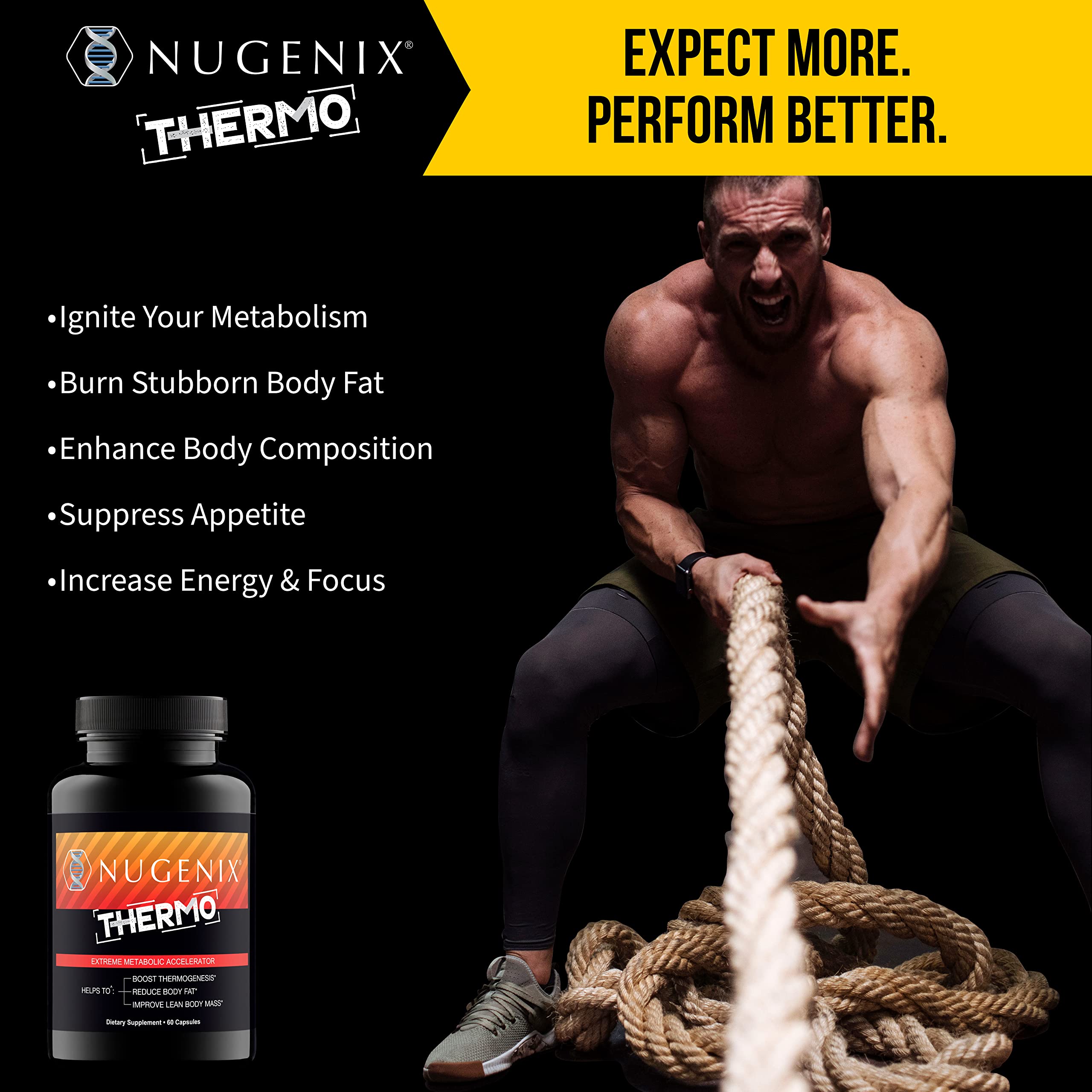 Nugenix Thermo caja en mano para comparar tamaño y porción
