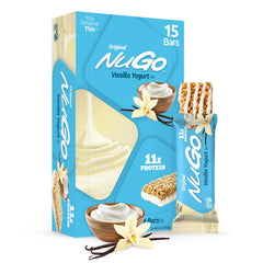 NuGo empaque frontal mostrando la barrita y beneficio portable