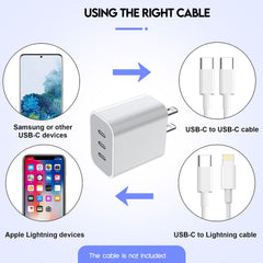 Nuinno cargador en uso con iPhone mostrando carga simultánea eficiente