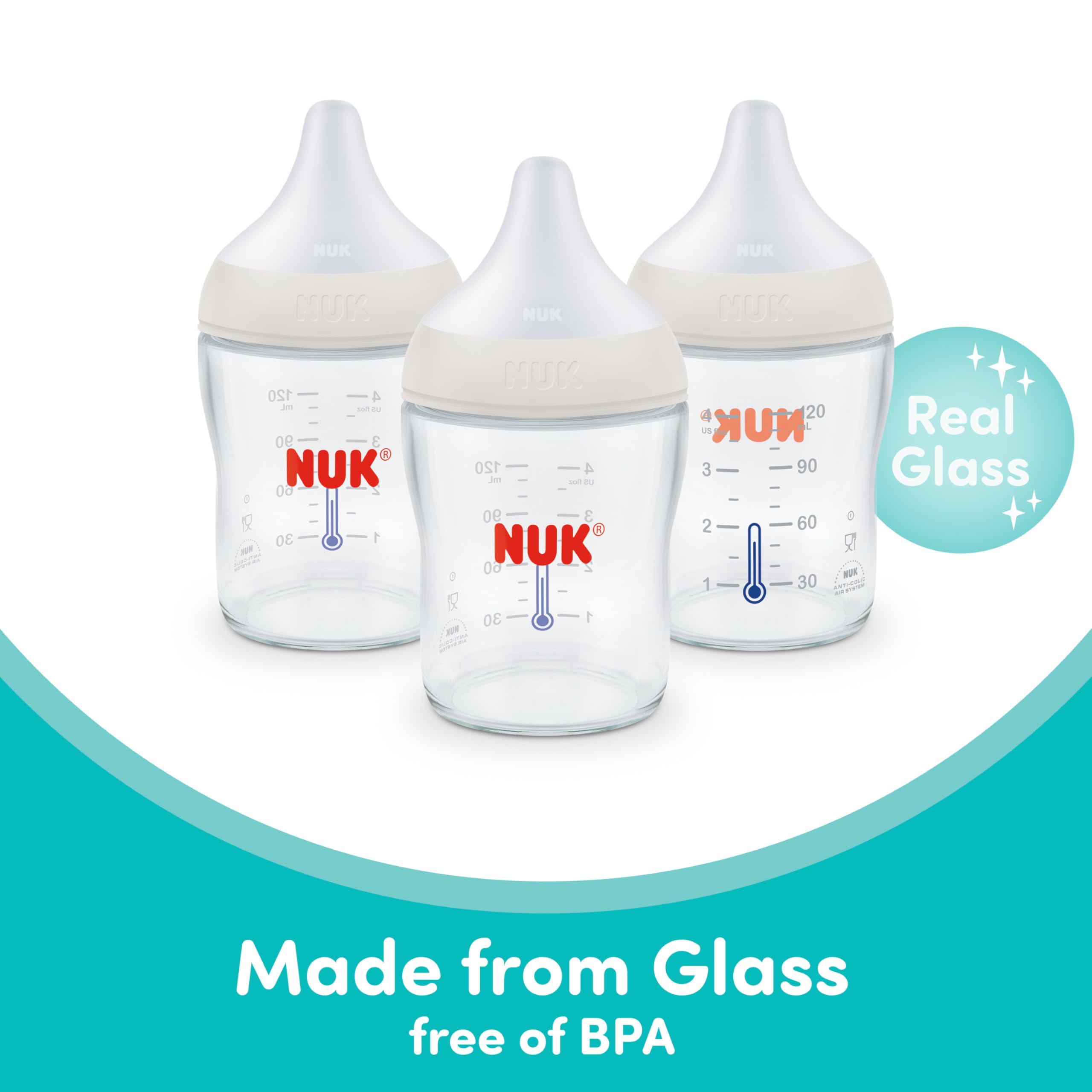 NUK biberón lateral con tapa segura para almacenamiento higiénico