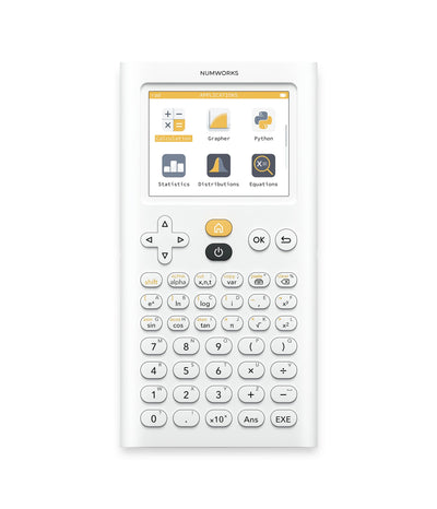 NumWorks front view showing keypad and clear layout for fast entry