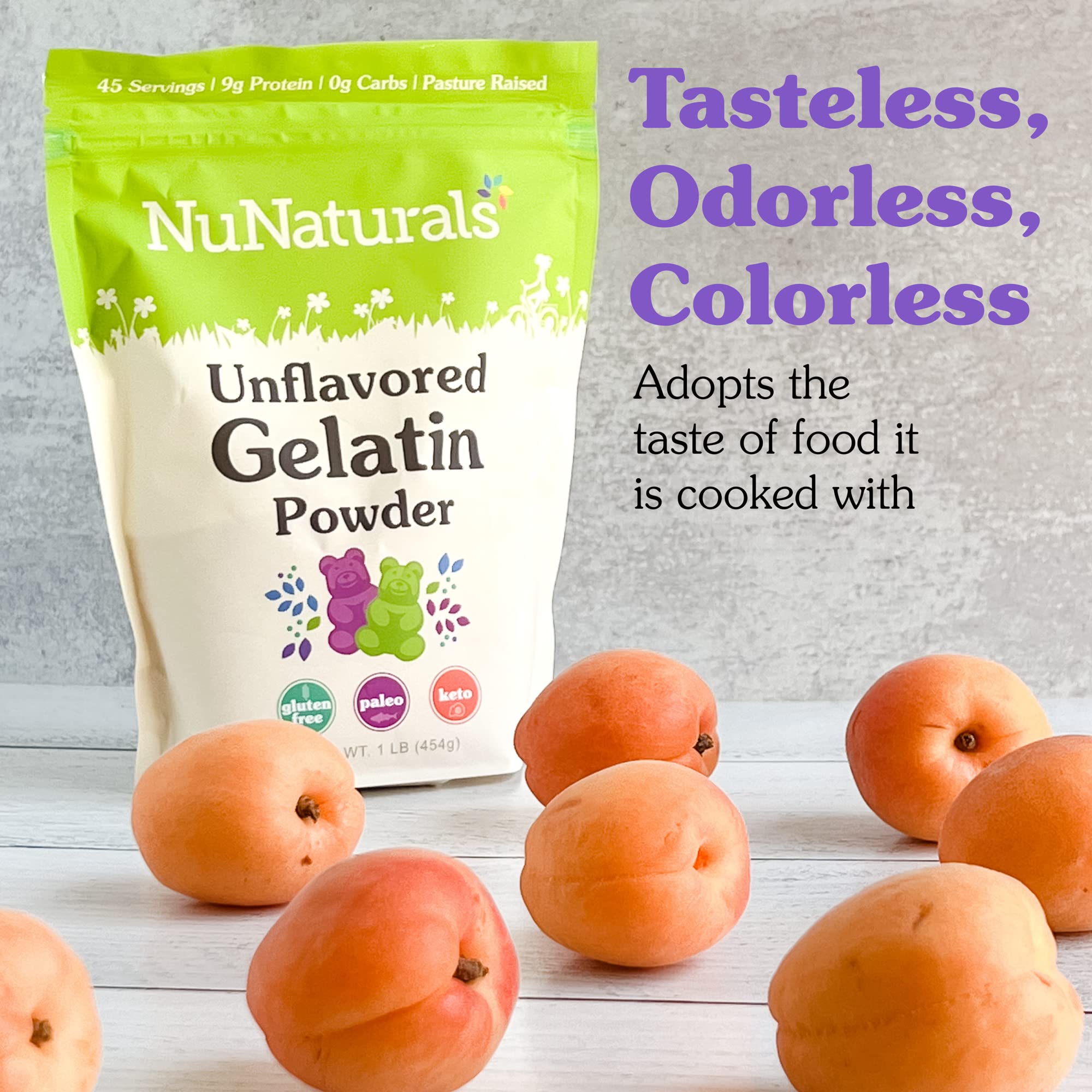NuNaturals dissolved gelatin being poured into sauce to thicken smoothly