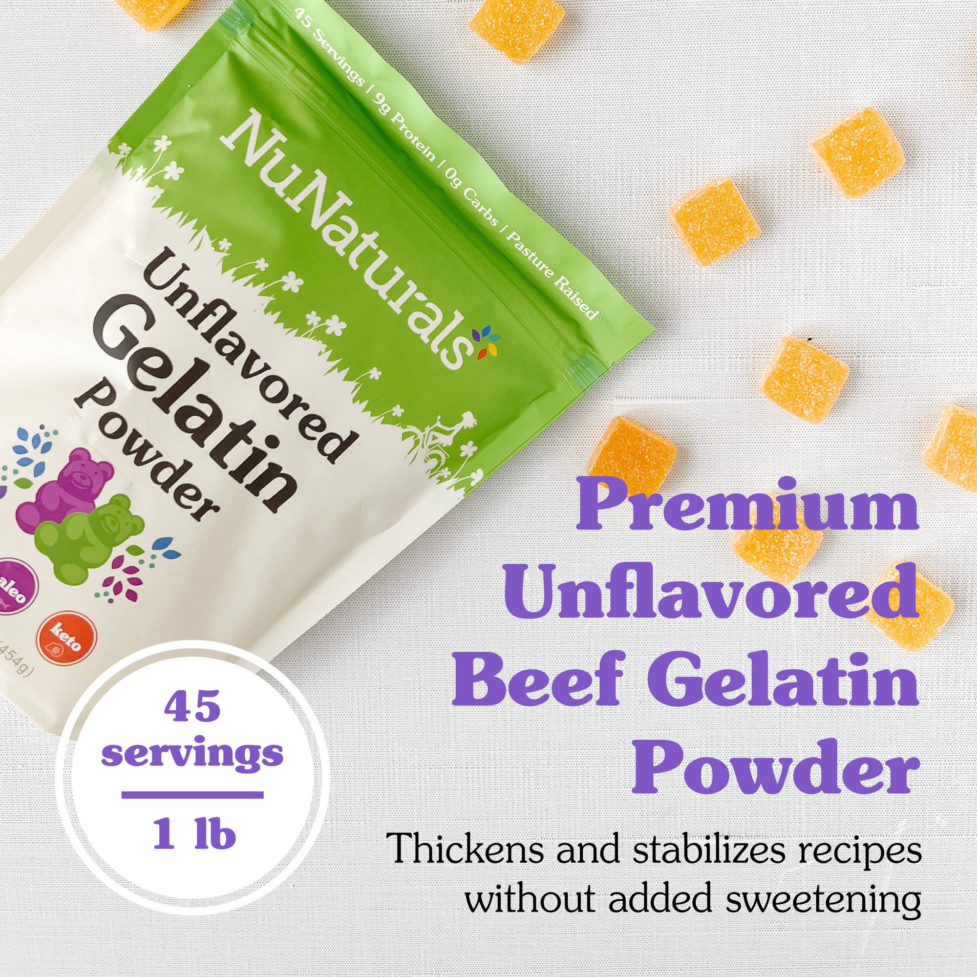 NuNaturals powder texture close-up showing fine granules for easy dissolving
