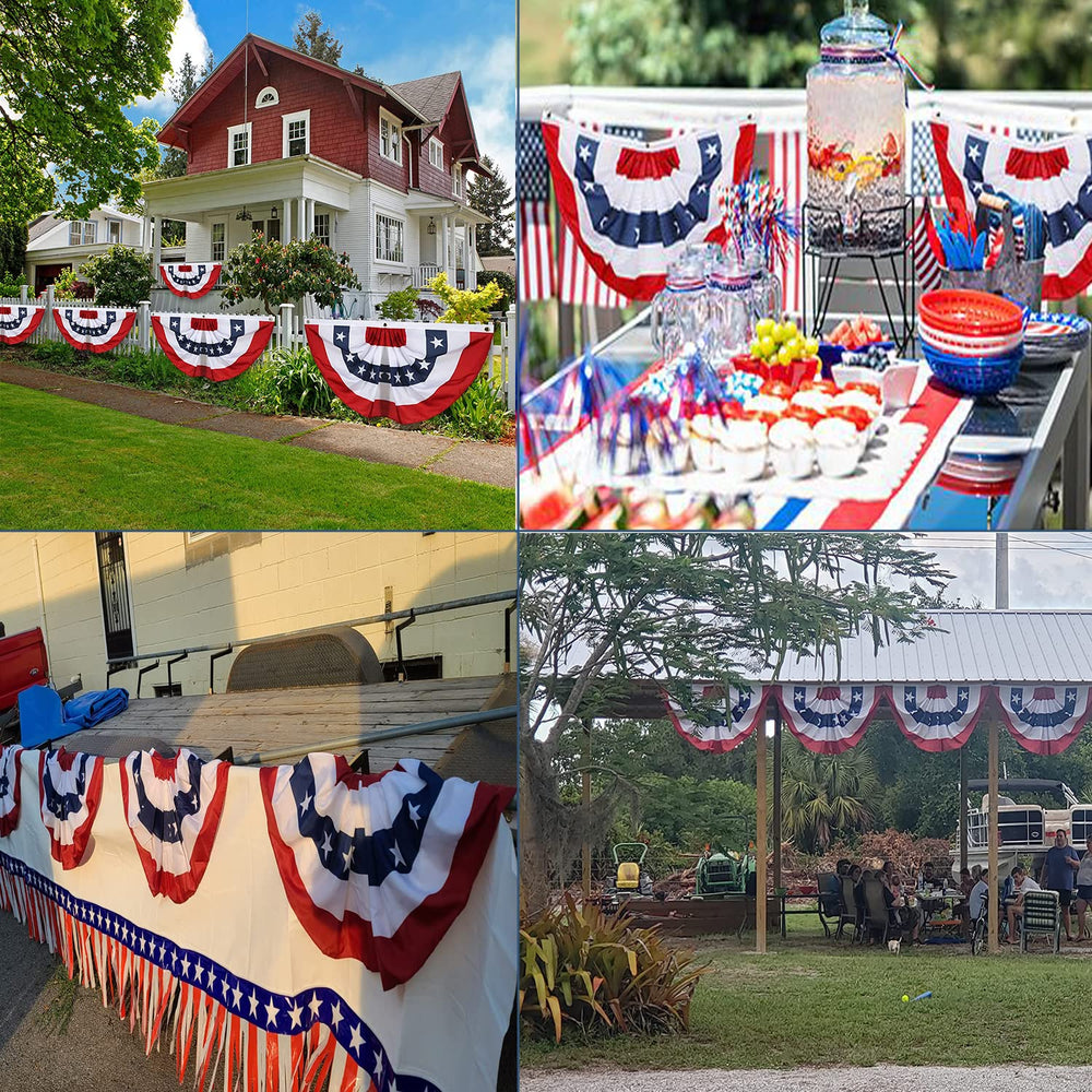 NUOLAN banderines en jardín y entrada creando ambiente patriótico para celebraciones