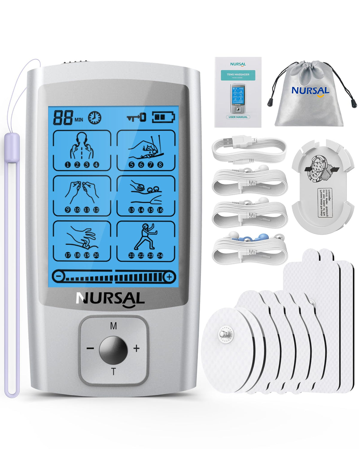 NURSAL dispositivo frontal mostrando pantalla y botones para control fácil
