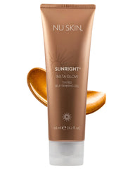 Nu Skin envase frontal del gel autobronceador mostrando diseño y tamaño