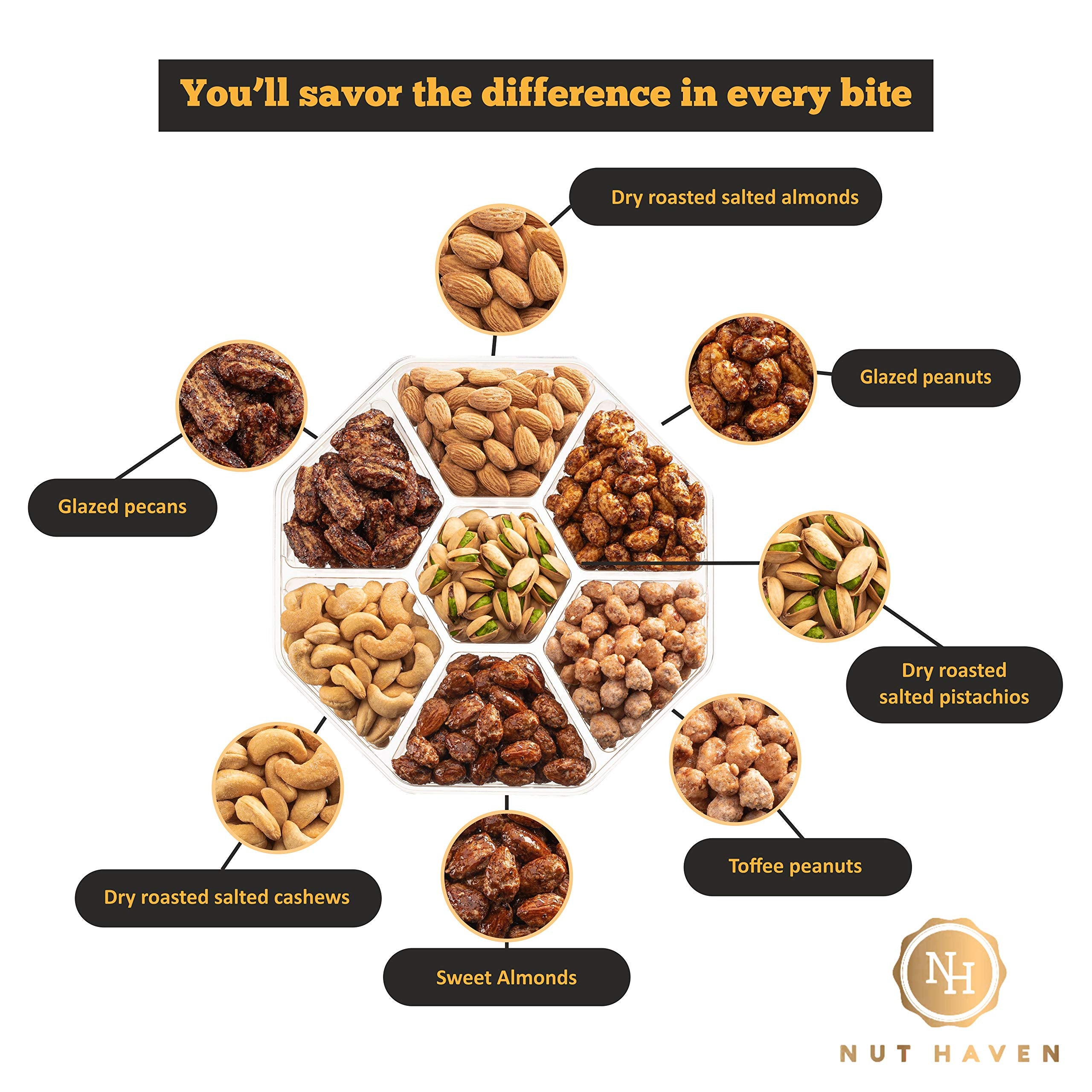 Nut Haven gift box in hand for scale demonstrating compact, convenient size