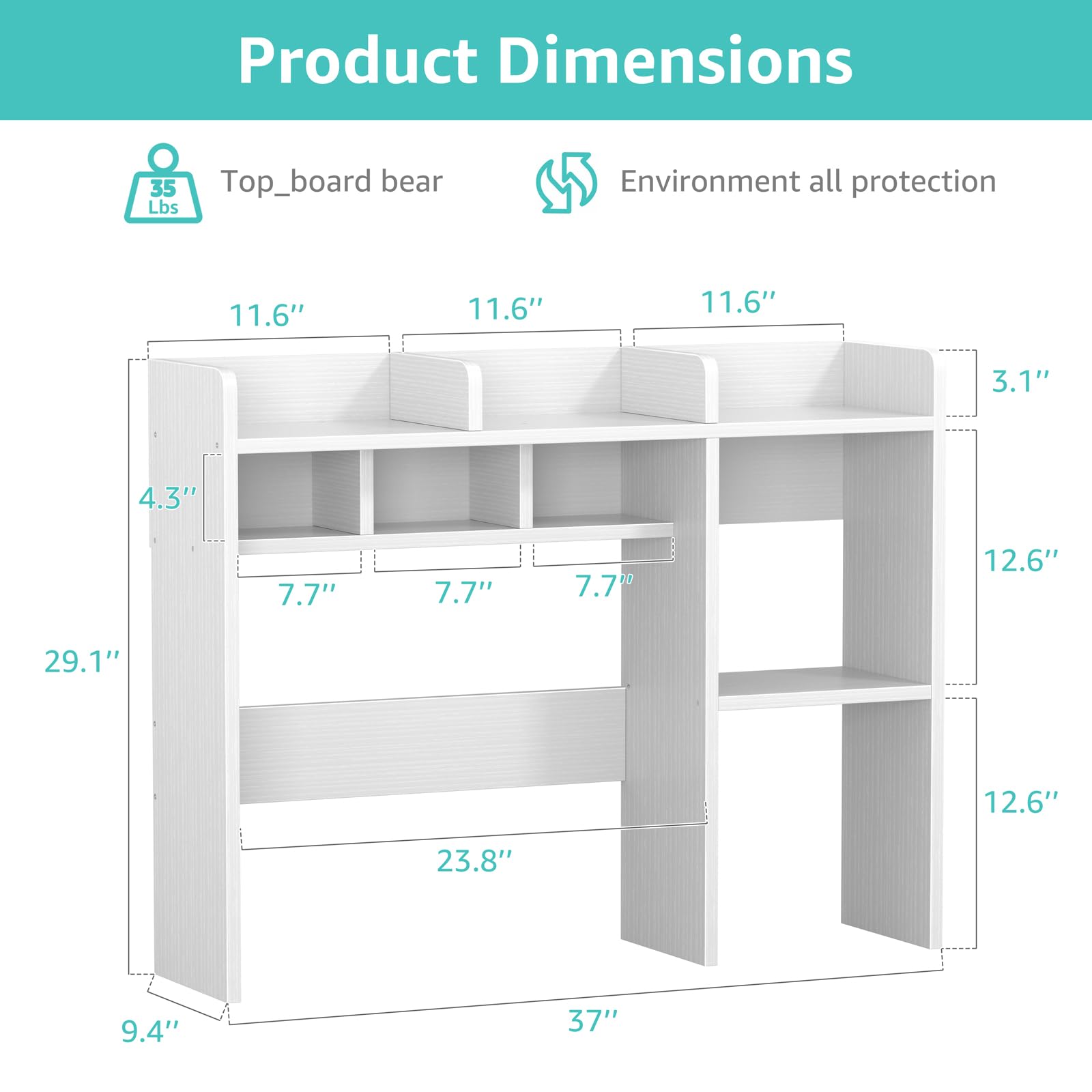 NUTIKAS bottom shelf with monitor placed to improve screen height and desk space